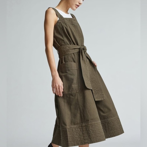 Everlane Dresses & Skirts - Everlane NWT The Organic Cotton Herringbone Dress Beech Apron Midi Dress XS